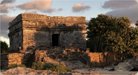 Mayan ruins on the Yucatán coast at sunset